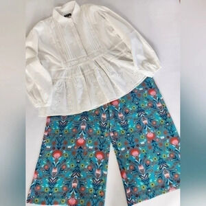 || BODEN || crop, wide legged pants, floral, zip closure, size 14